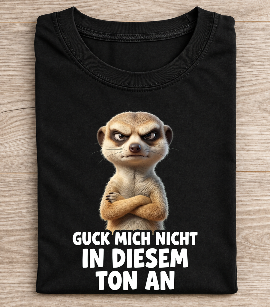 Funny meerkat character graphic T-shirt by RitaTee
